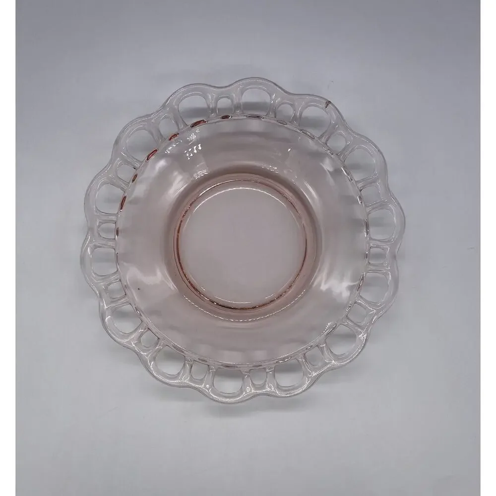 9” Shallow Round Bowl Open Work Pink by Lancaster
